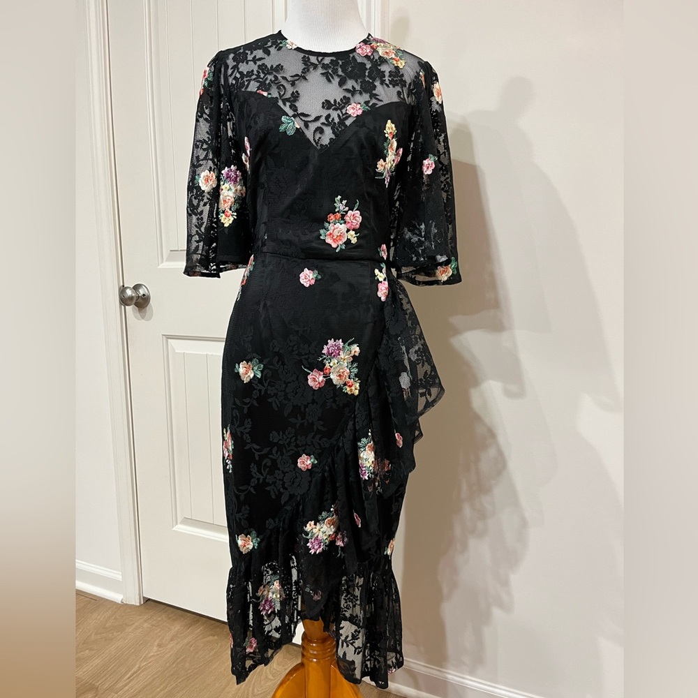 Cooper St. Floral Black Lace Dress
